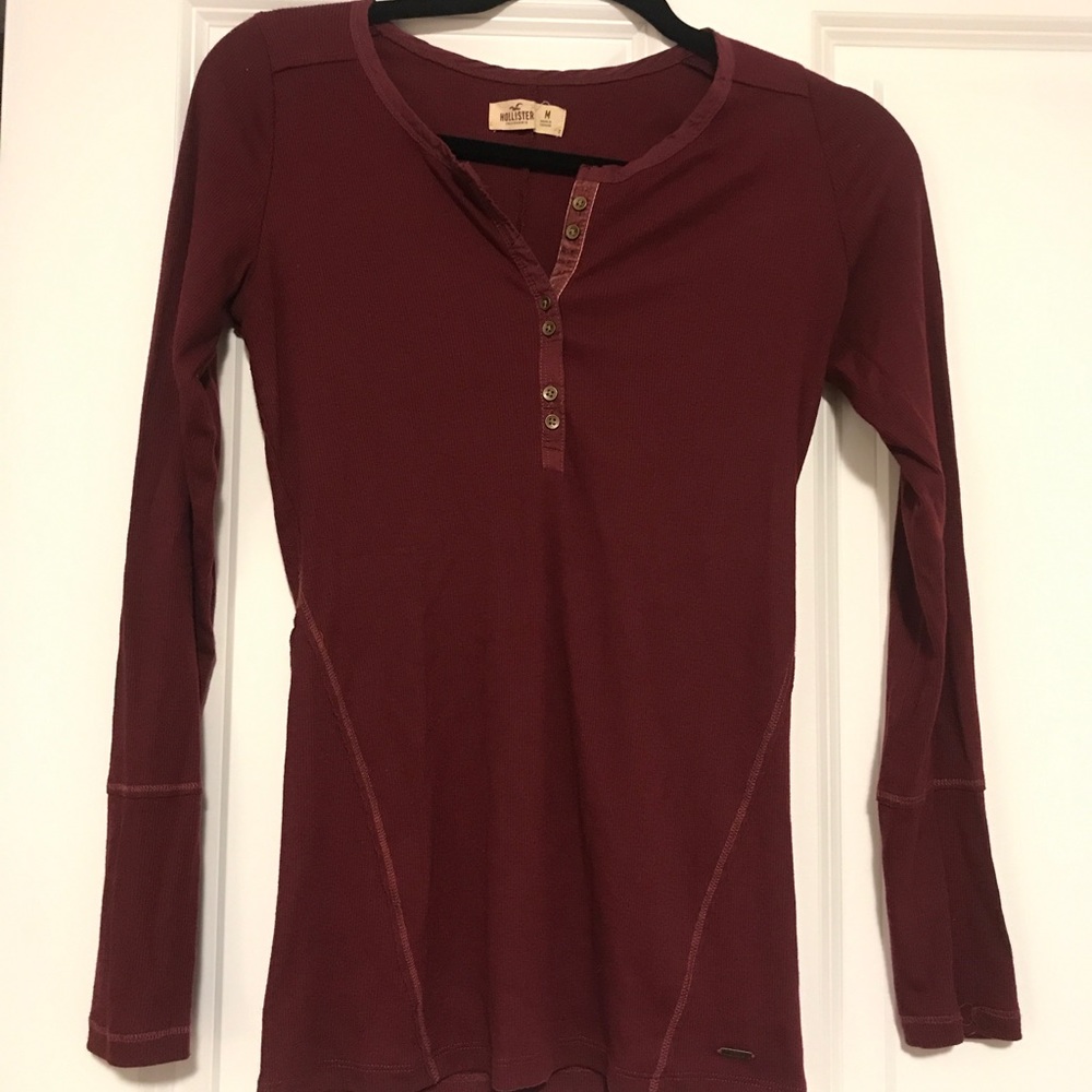 Hollister Marroon Waffle Long Sleeve